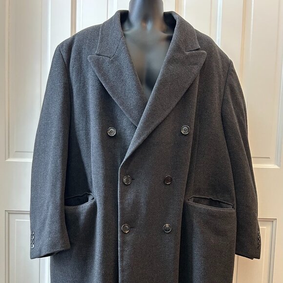 CHAPS double-breasted Lambswool Overcoat 52R - Picture 1 of 8